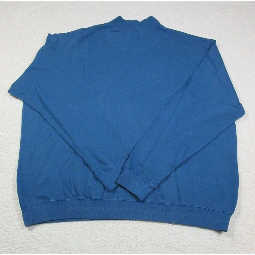Cabela's blue antique 1/4‎ zip pullover, slub yarn
